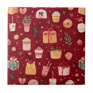 Red Coquette - Cozy Christmas Treats and Gifts Ceramic Tile