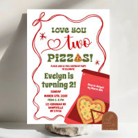 Red Coquette Love You Two Pizzas 2nd Birthday Girl