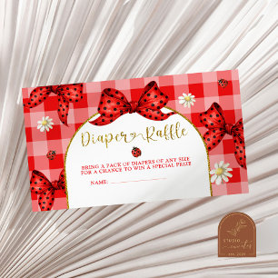 Red Coquette Lovebug Diaper Raffle Enclosure Card