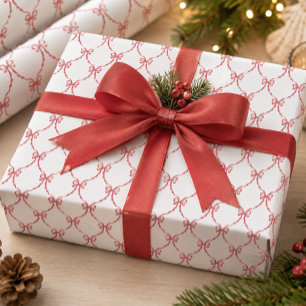 Red Coquette Merry Christmas Bows Wrapping Paper