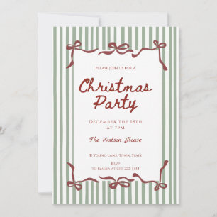 Red coquette Whimsical Hand Drawn Christmas  Invitation