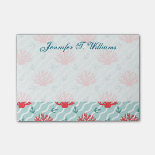 Red Coral Pattern 1 Add Your Name Post-it Notes