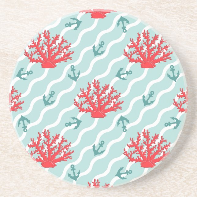 Red Coral Pattern 1 Coaster (Front)