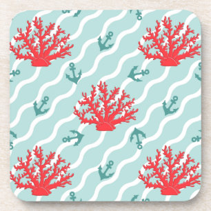 Red Coral Pattern 1 Coaster