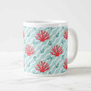 Red Coral Pattern 1 Large Coffee Mug