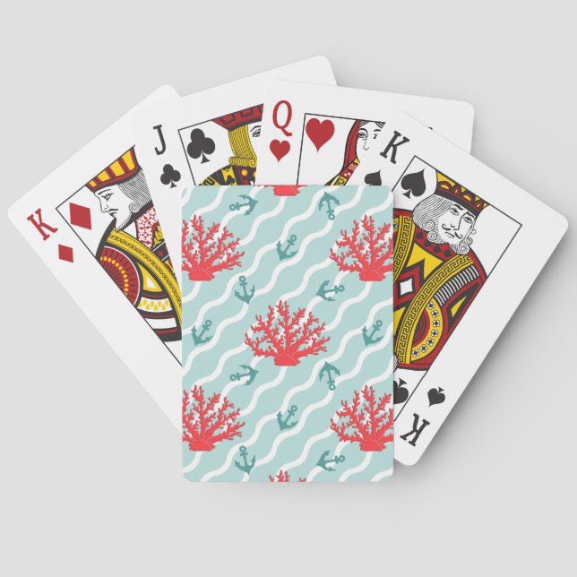 Red Coral Pattern 1 Playing Cards (Back)
