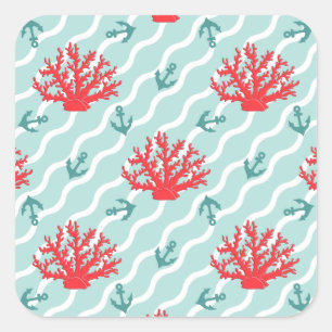 Red Coral Pattern 1 Square Sticker