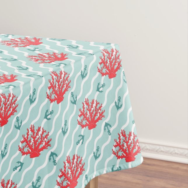 Red Coral Pattern 1 Tablecloth (In Situ)