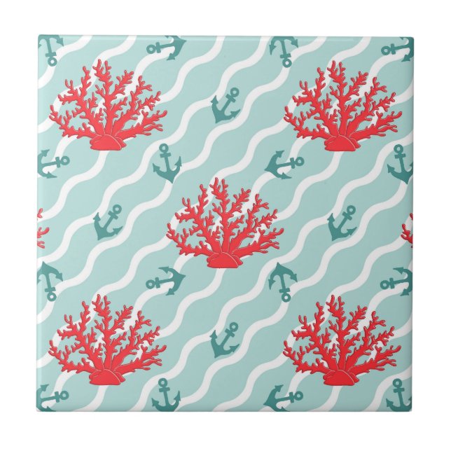 Red Coral Pattern 1 Tile (Front)