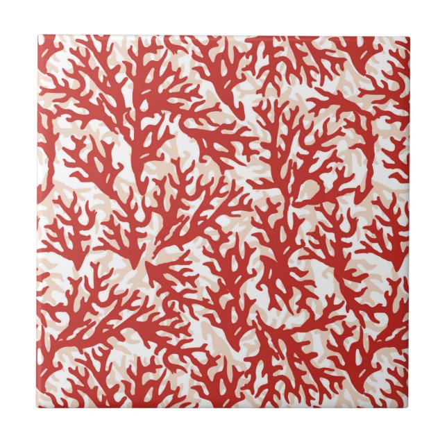 Red Coral Pattern 2 Ceramic Tile (Front)