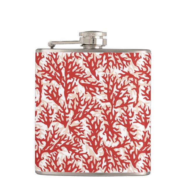 Red Coral Pattern 2 Hip Flask (Front)