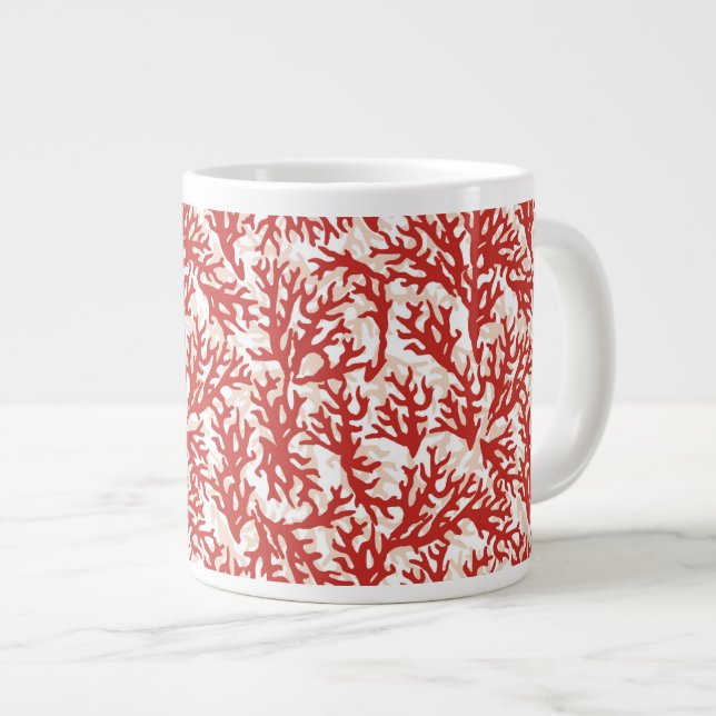 Red Coral Pattern 2 Large Coffee Mug (Front Right)