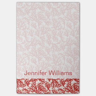 Red Coral Pattern Add Your Name Post-it Notes