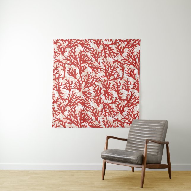 Red Coral Pattern Tapestry (In Situ (Horizontal))