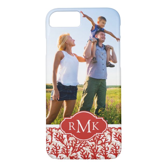 Red Coral Pattern | Your Photo & Monogram Case-Mate iPhone Case (Back)