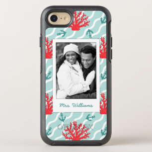 Red Coral Pattern   Your Photo & Name OtterBox Symmetry iPhone 8/7 Case