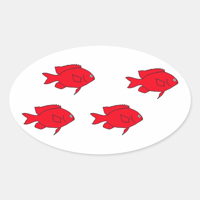 Red Coral Reef Fish Oval Sticker (Front)