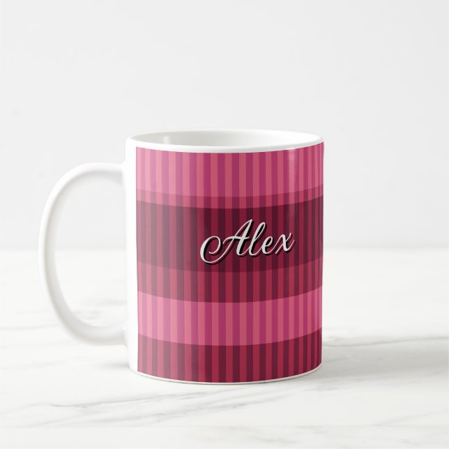  Red coral shades striped vertical pattern Coffee Mug (Left)