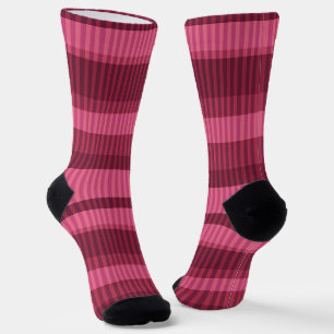 Red coral shades striped vertical pattern Socks