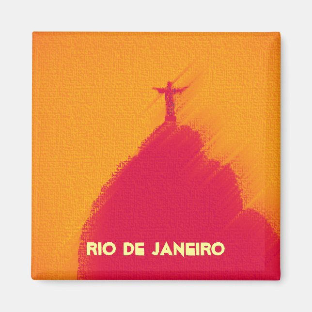 Red Corcovado Rio-Brasil Magnet (Front)