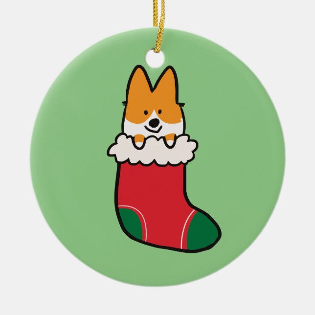 Red Corgi Stocking Ornament | CorgiThings (Front)