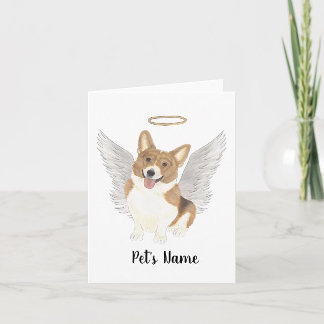 Red Corgi Sympathy Memorial Card (Front)