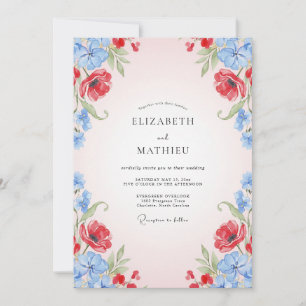 Red Cornflower Poppy Wedding Invitation