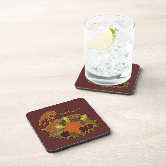 Red Cornucopia Autumn Coasters (Right Side)