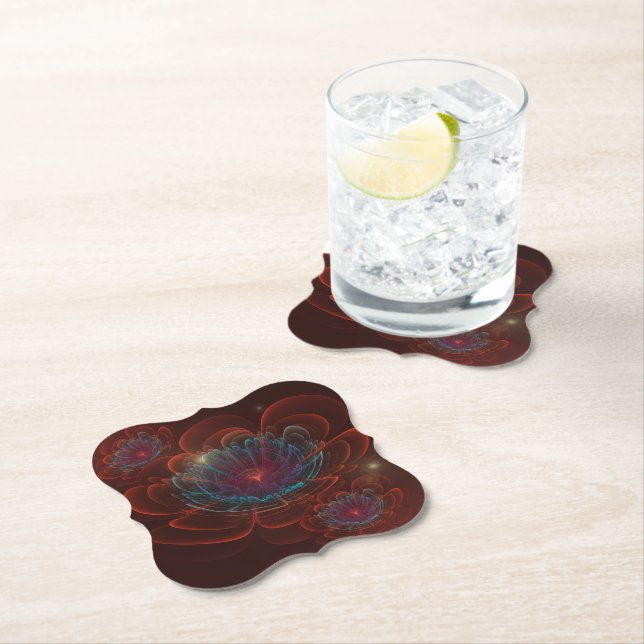 Red Corolla Flower Paper Coaster (Insitu)