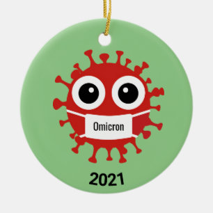 Red Coronavirus Covid-19 Omicron Variant Ornament