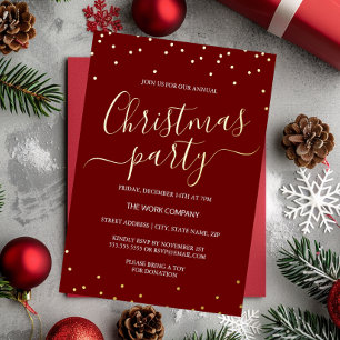 Red Corporate Christmas Party Calligraphy Confetti