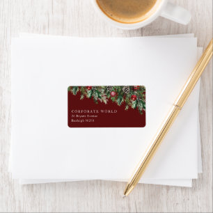 Red Corporate Christmas Party Return Address Label