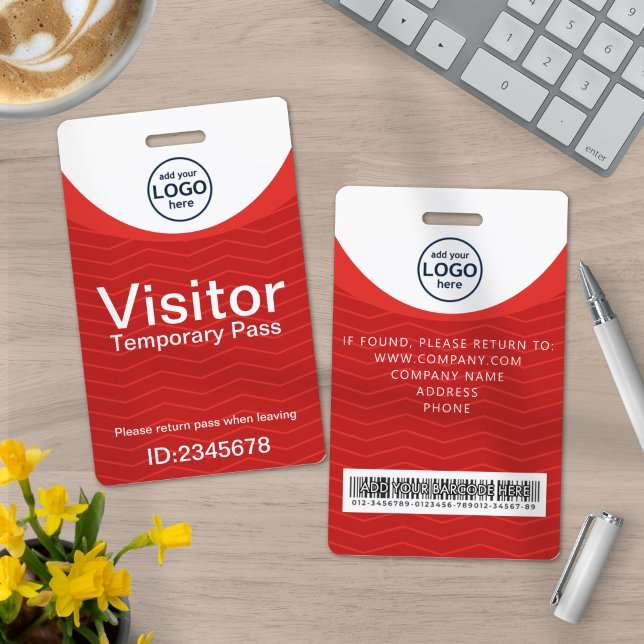 Red Corporate Visitor Pass ID Barcode Badge (Creator Uploaded)