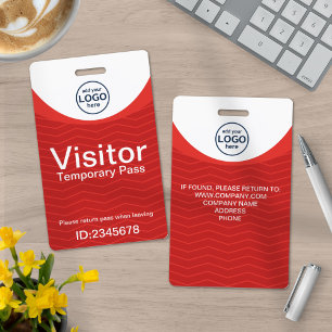Red Corporate Visitor Pass ID Custom Logo Badge