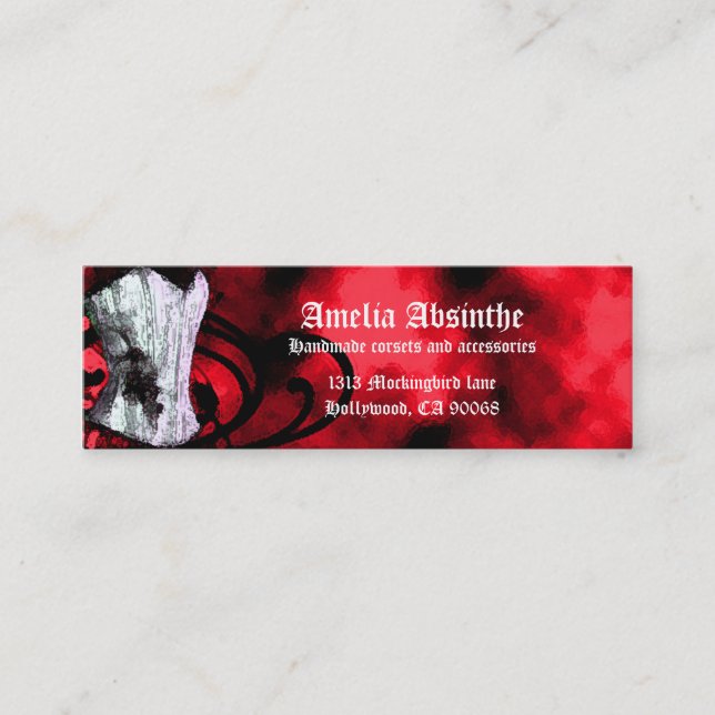 Red Corset Goth Business Card (Front)