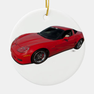 Red Corvette Ceramic Ornament