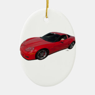 Red Corvette Ceramic Ornament
