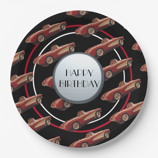 Red Corvette Paper Plate (Front)