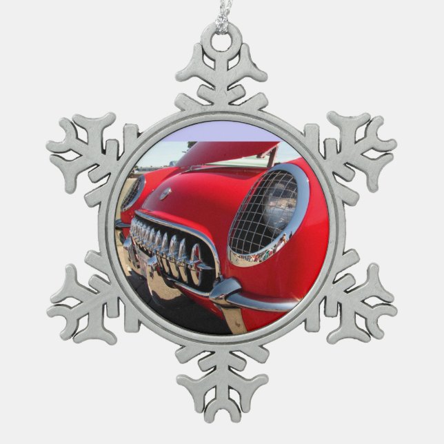 Red Corvette ~ Pewter ornament (Front)