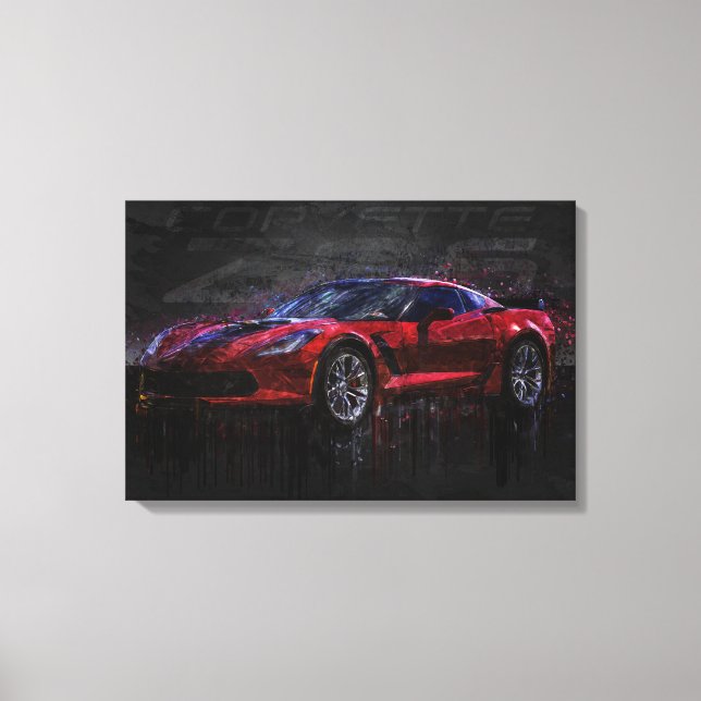 Red Corvette Z06 Canvas Print (Front)