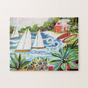Red Cottage by the Bay II Jigsaw Puzzle