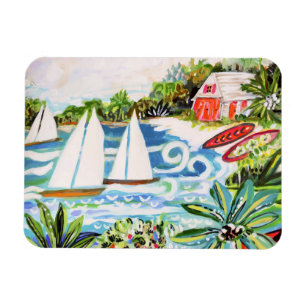 Red Cottage by the Bay II Magnet