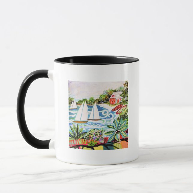 Red Cottage by the Bay II Mug (Left)