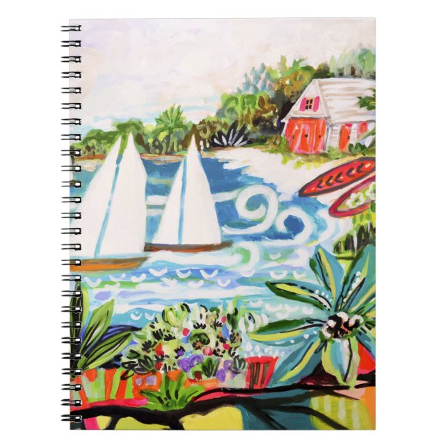 Red Cottage by the Bay II Notebook (Front)