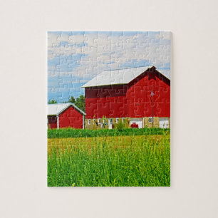 Red Country Barn and Pasture Jigsaw Puzzle