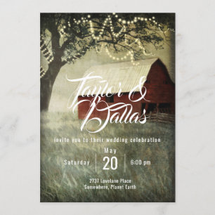 Red Country Barn Country Morning Invitation