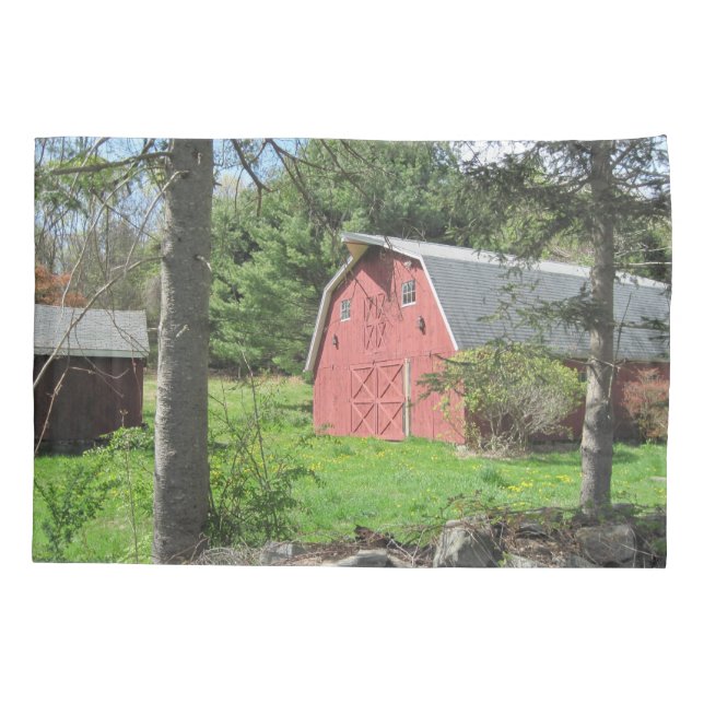Red Country Barn Pillowcase (Back)