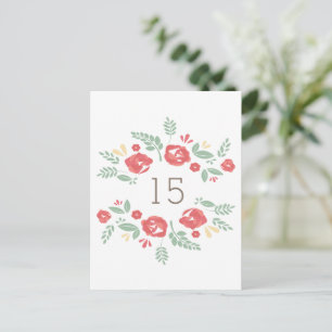 Red Country Floral Table Number Postcard
