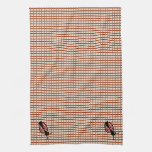 Red Country Folk Gingham Checks Tea Towel