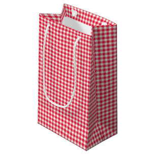 Red Country Gingham Check Pattern Small Gift Bag
